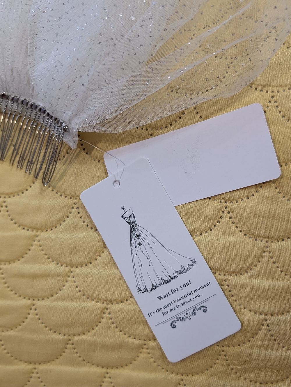 Sparkle Cathedral Single Tier Wedding Bridal Veil 118" Wide - Picture 9 of 10